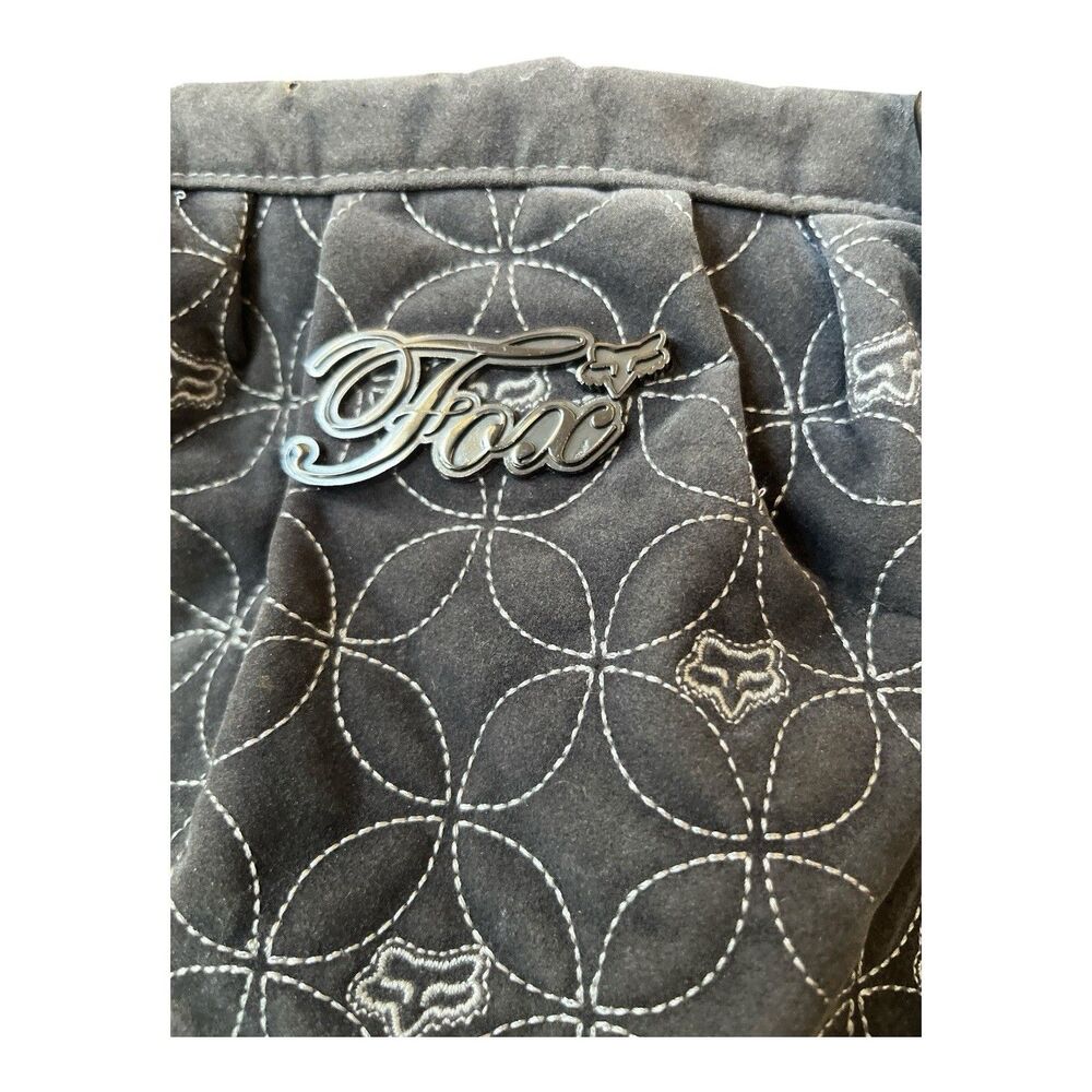 Fox Racing Suede Purse Handbag Shoulder Logo Gray 14 x 12 x 5-1/2" READ - Picture 7 of 10